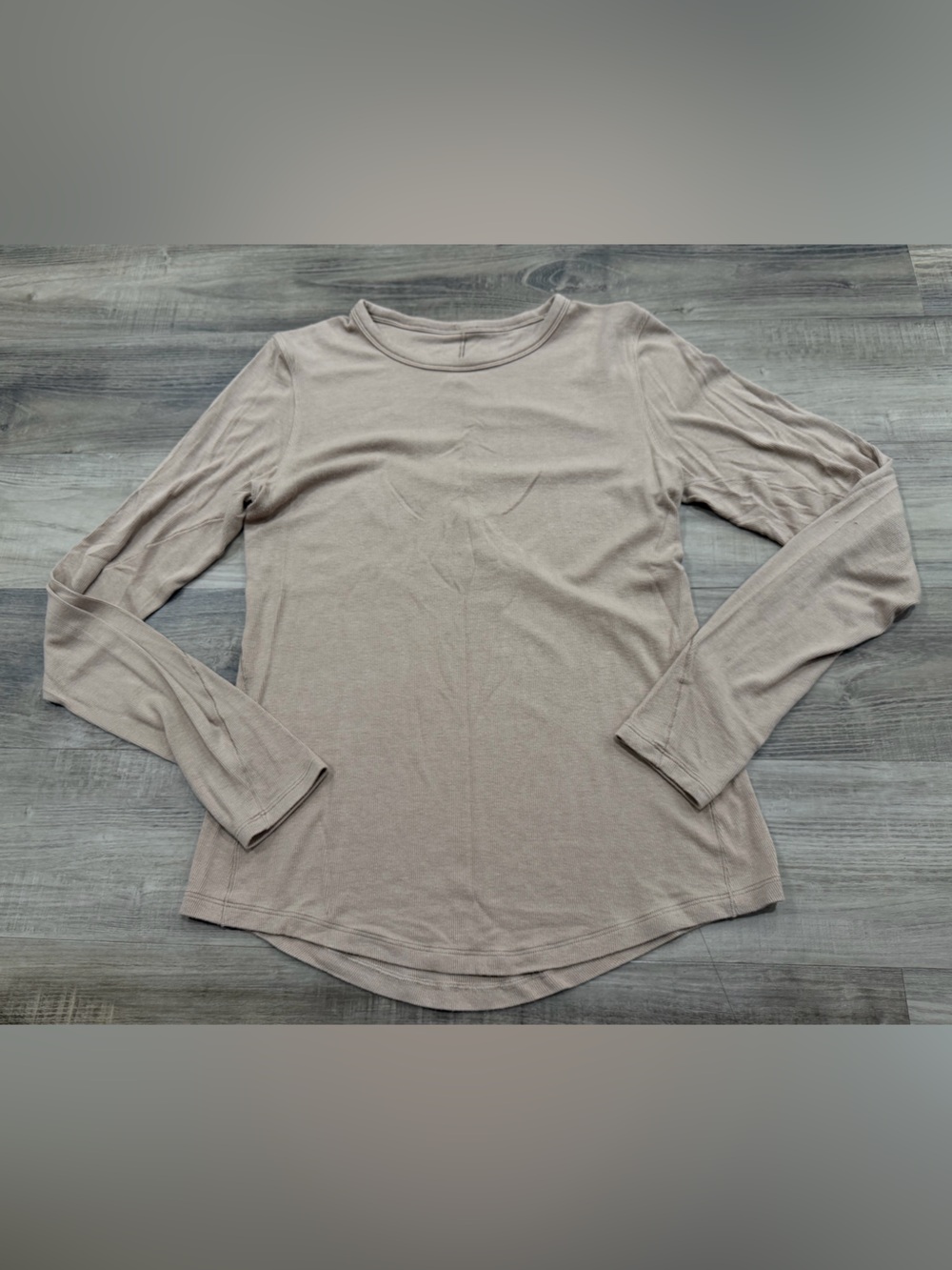 Lululemon Hold Tight Long-Sleeve Shirt Taupe Beige Ribbed Top